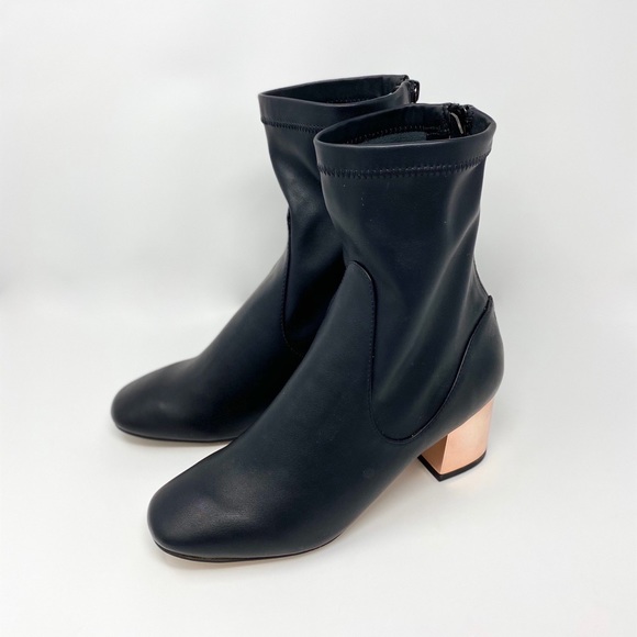 black sock boots with rose gold heel - Picture 1 of 4